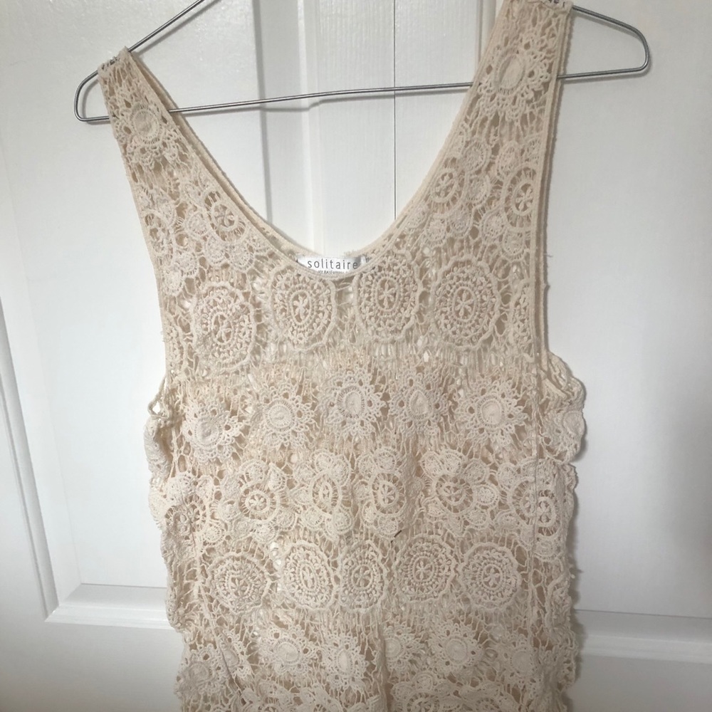 Long White Lace Top beach cover up